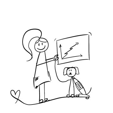 Stick figure pointing at chart