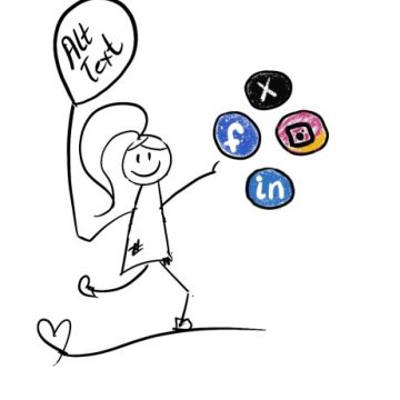 Disability Writer stick figure Lilly alt text and social media 