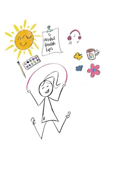 Disability Writer stick figure Lilly Stick figure Lilly is jumping rope with a few of her favourite things Disability Writer stick figure Lilly stick mental health tips
