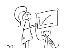 Stick figure pointing at chart
