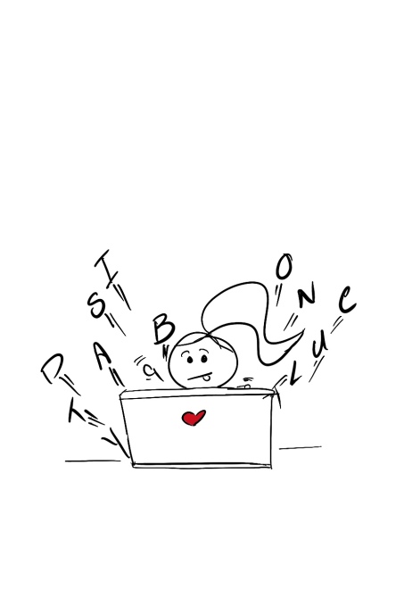 Disability Writer stick figure Lilly  stick typing