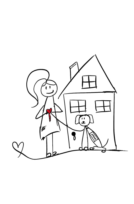 Disability Writer stick figure Lilly  Stick woman  holding a heart shaped key
