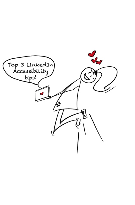 Disability Writer stick figure Lilly  top 3 LinkedIn tips